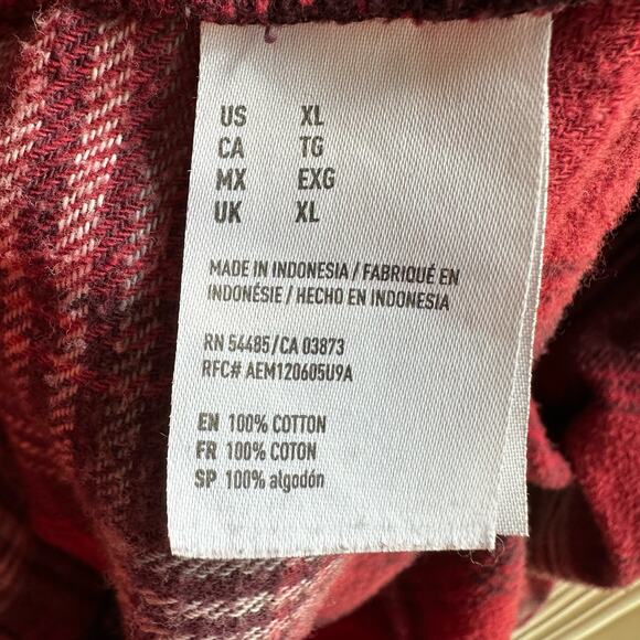 American Eagle AE Oversized Fit Destroyed Flannel Shirt - Picture 7 of 9